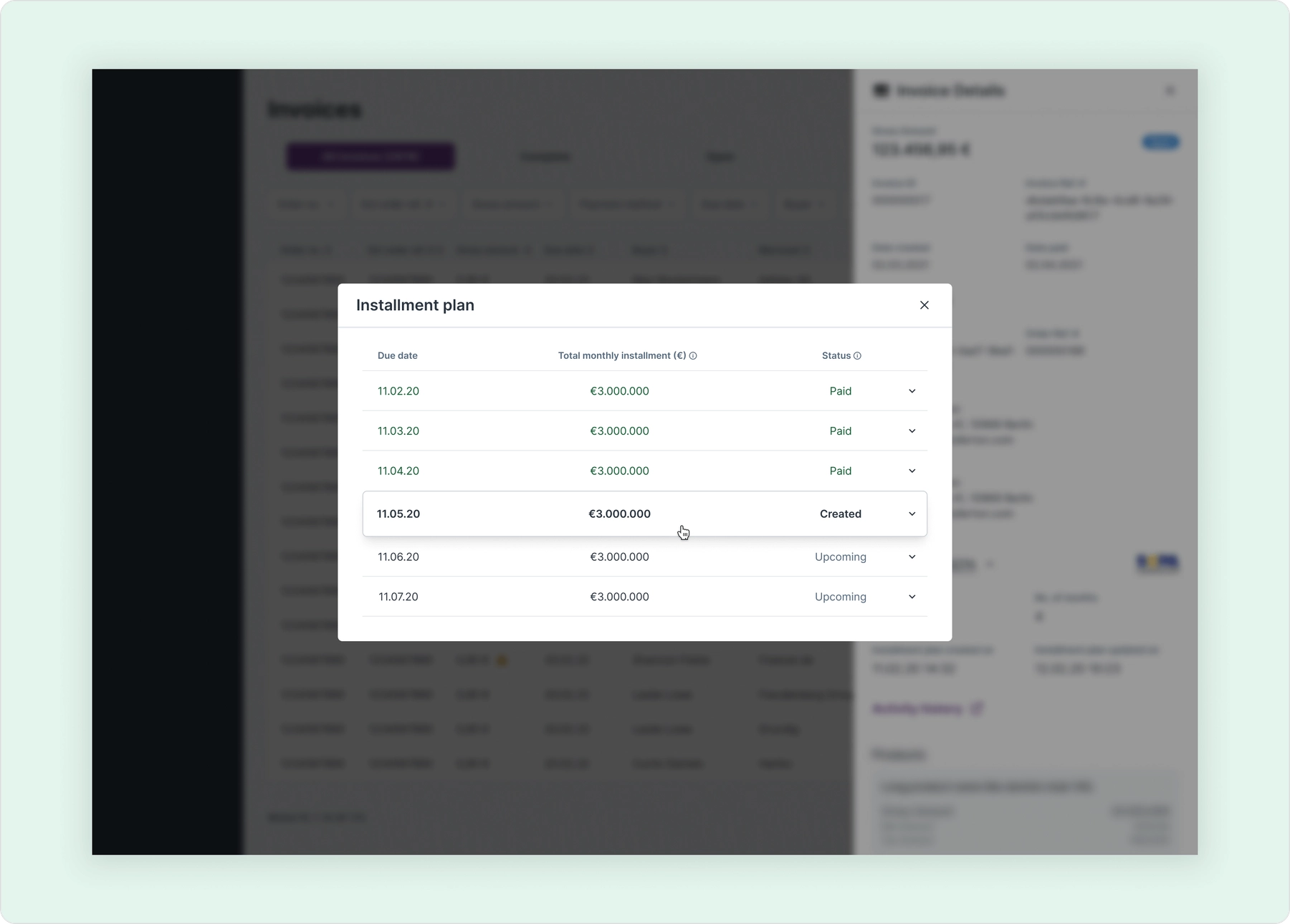 Custom overlay table
