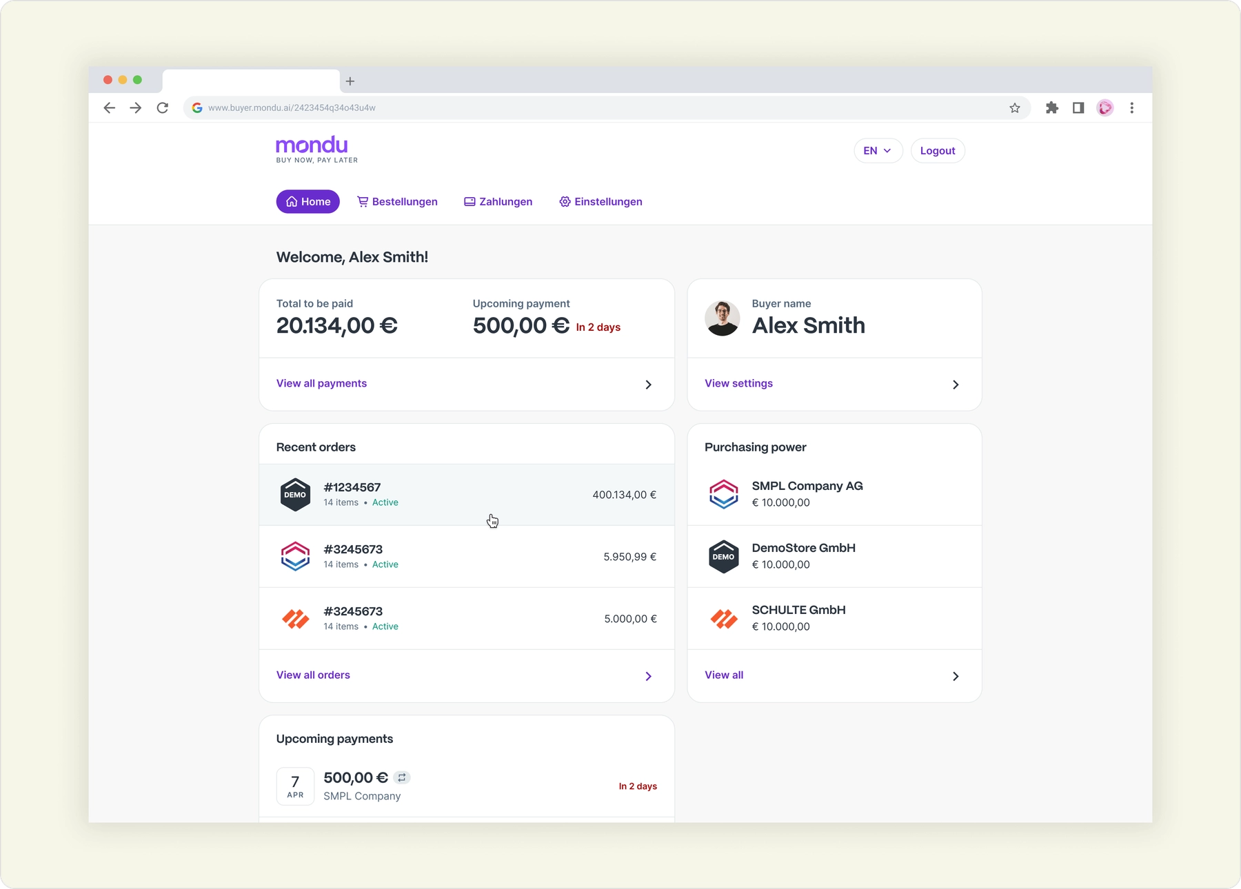Home page with repositioned navigation