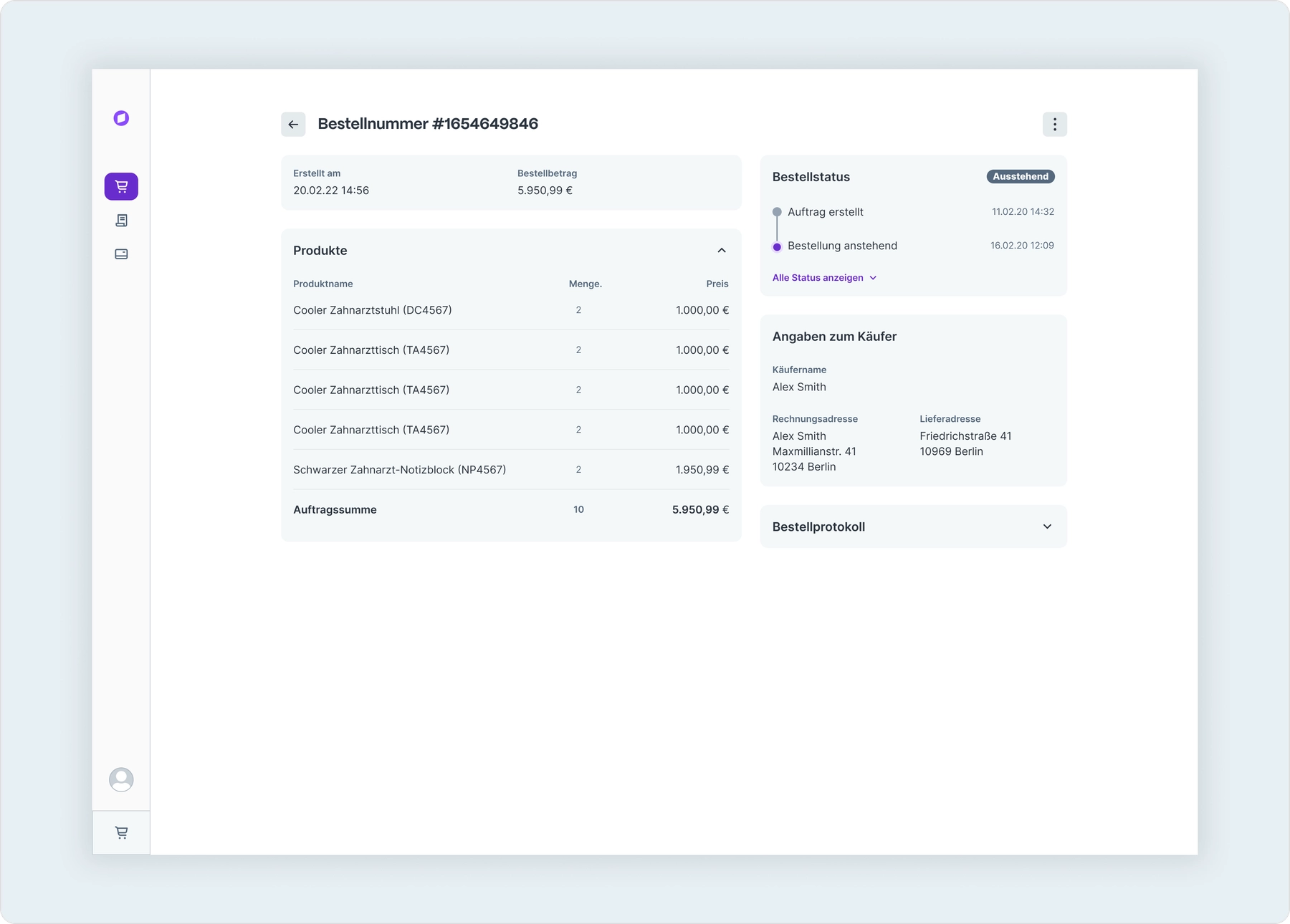 Order details page