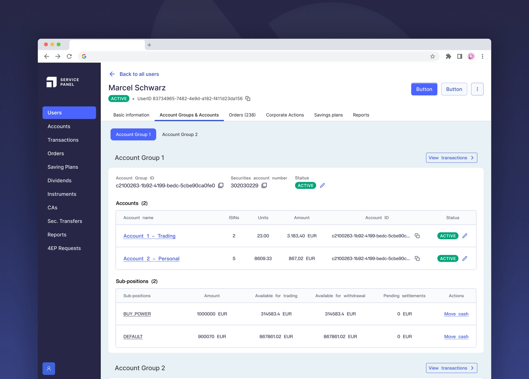  Users → Account Groups & Accounts