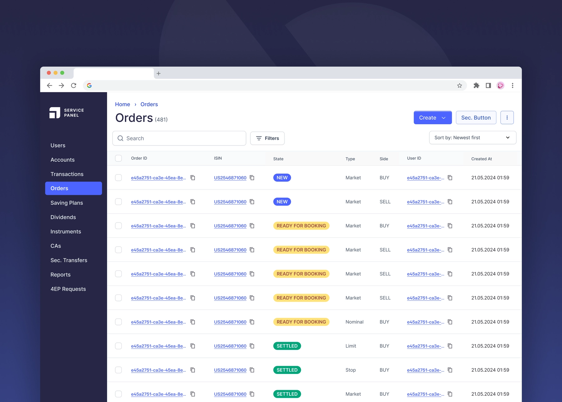 Search, filter & sort outside the table